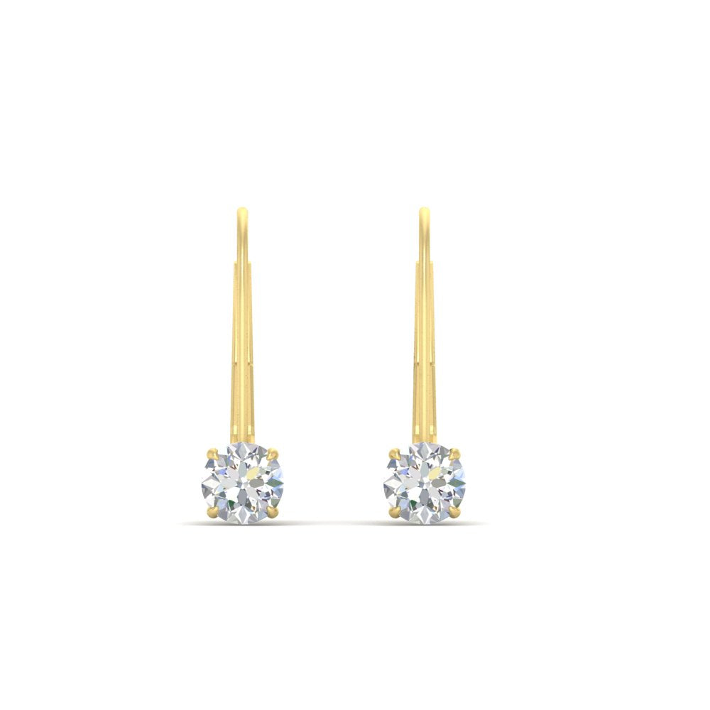 Small Round Diamond Leverback Earrings