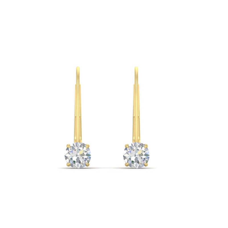Small Round Diamond Leverback Earrings