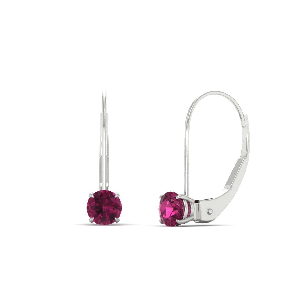 Small Round Diamond Leverback Earrings