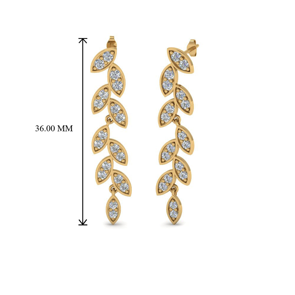 Pavé Diamond Leaf Drop Earrings